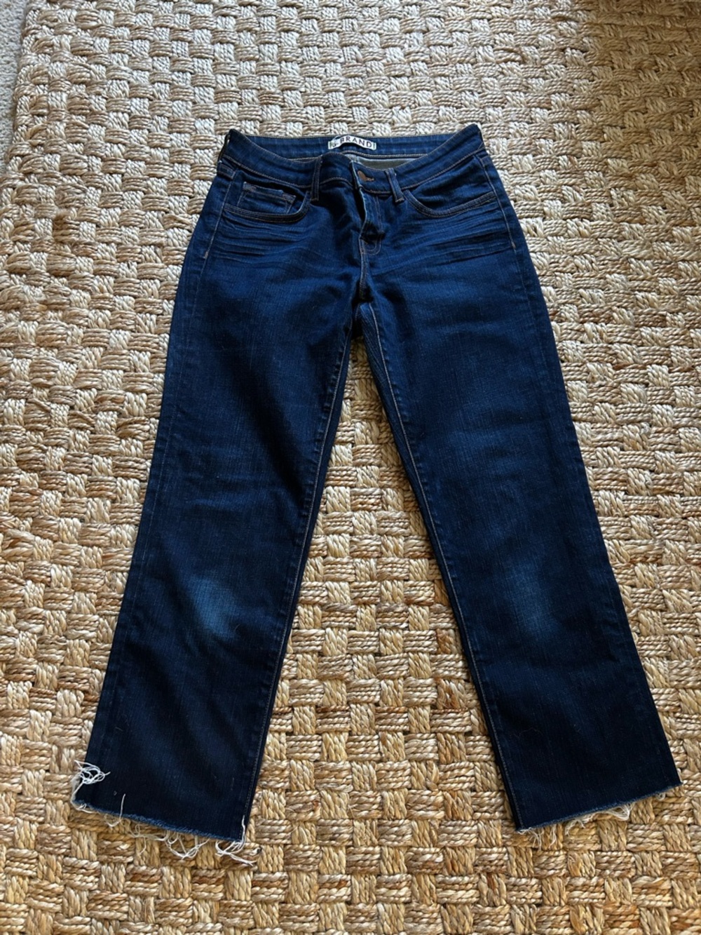 J Brand Dark Washed Straight Leg Fringe Size 29. Very Good Condition